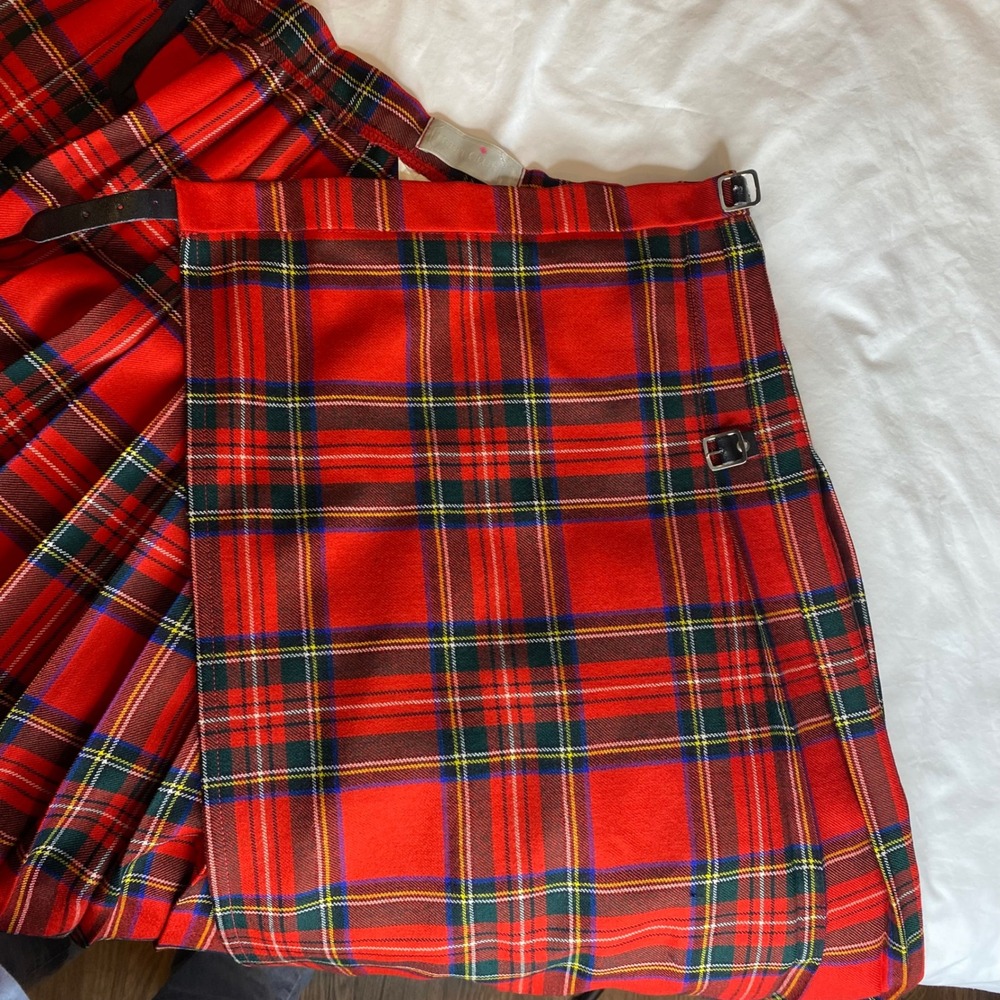 Hunt Club Red Royal Stewart‎ Tartan Wool Kilt Midi Skirt 12 - Picture 6 of 16